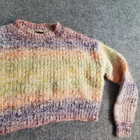 Moon and Madison boutique womens size XS cropped multi colored/striped sweater - Picture 3 of 13